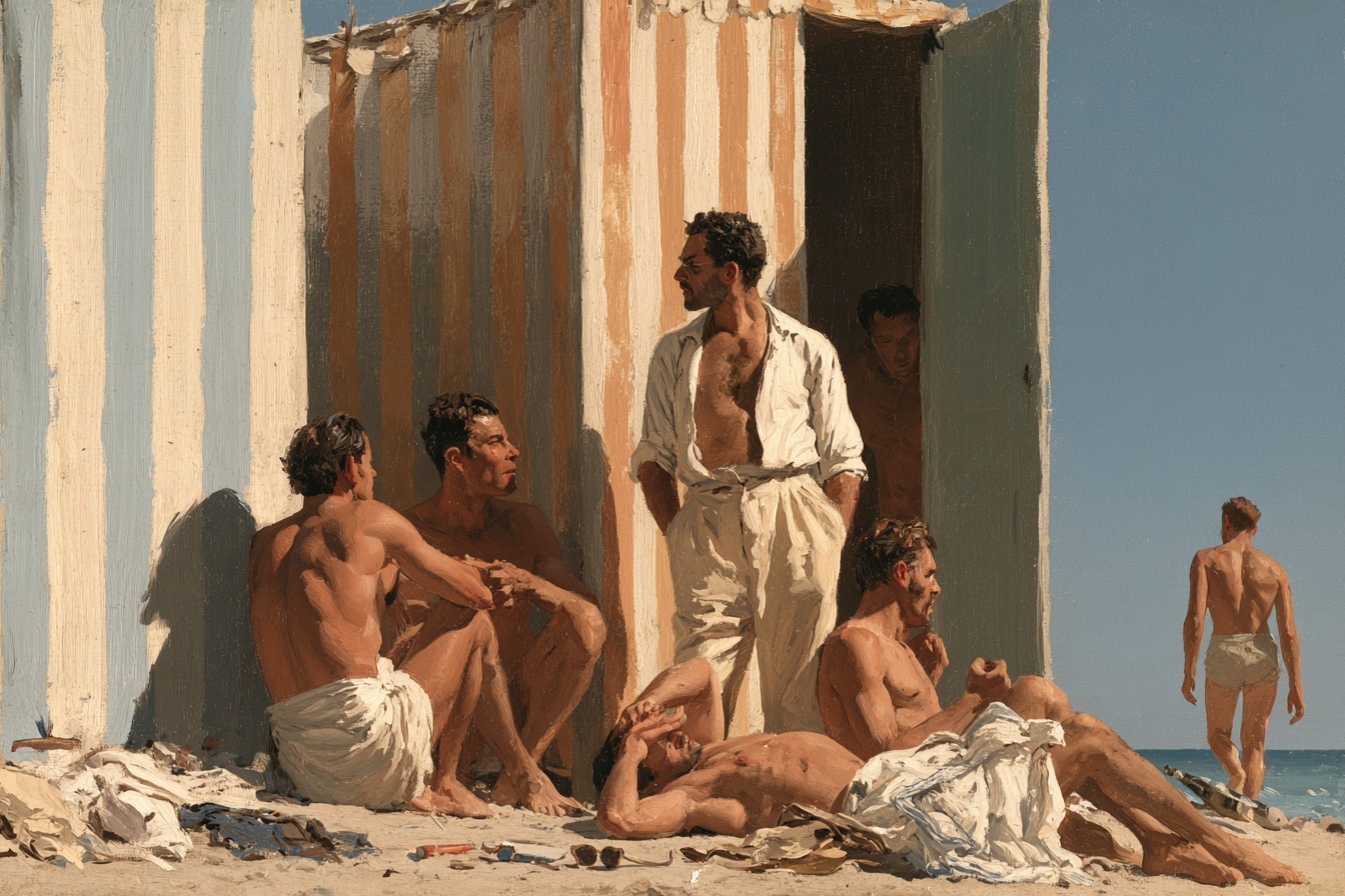 Garçons — figurative painting, Italy summer 1957