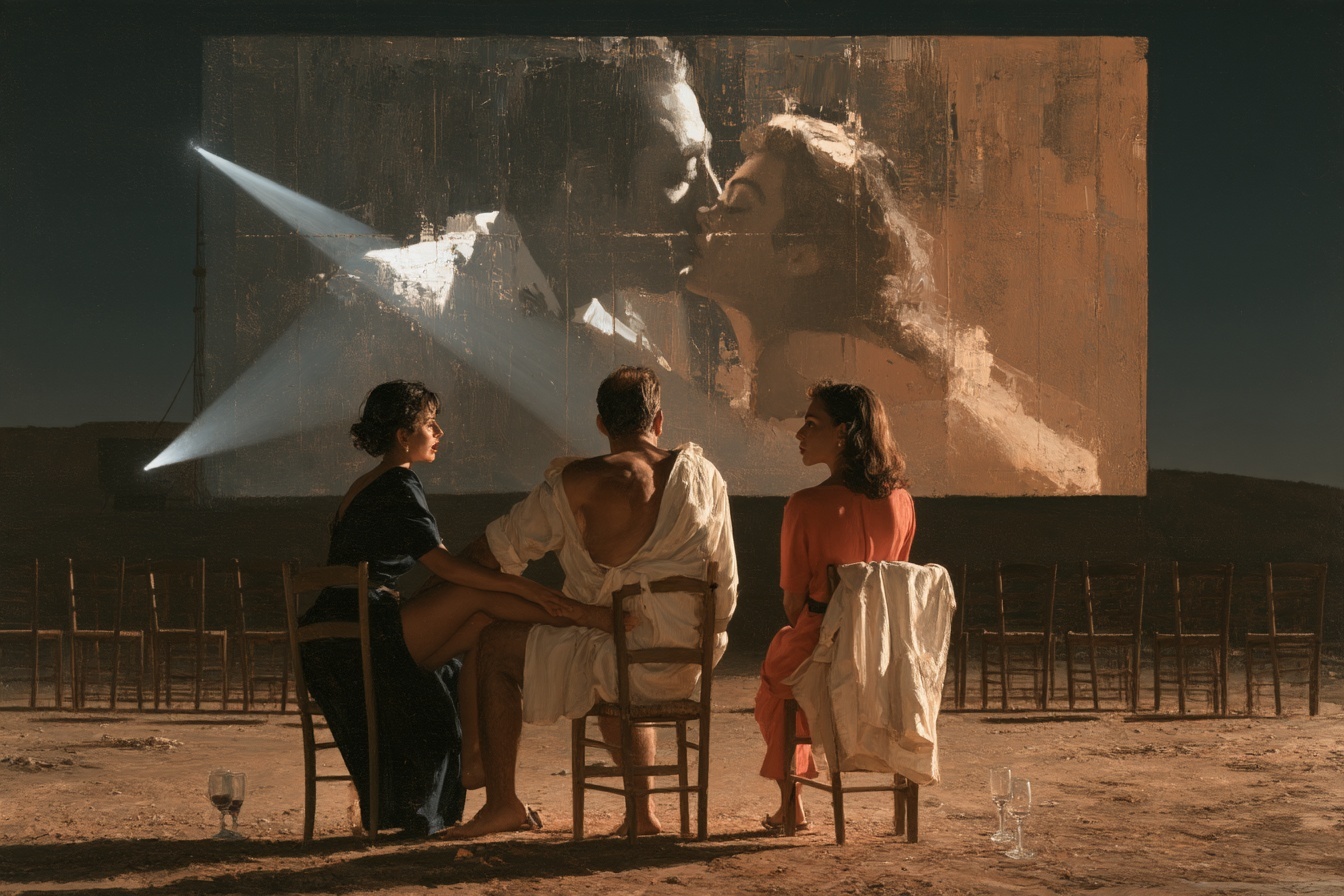 Le Cinéma — figurative painting, Italy summer 1957