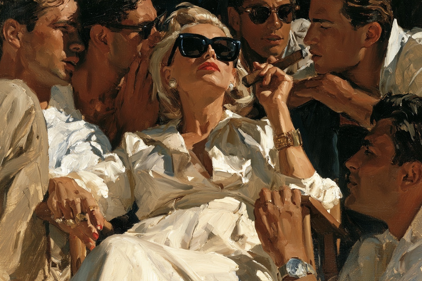 La boss — figurative painting, Italy summer 1957