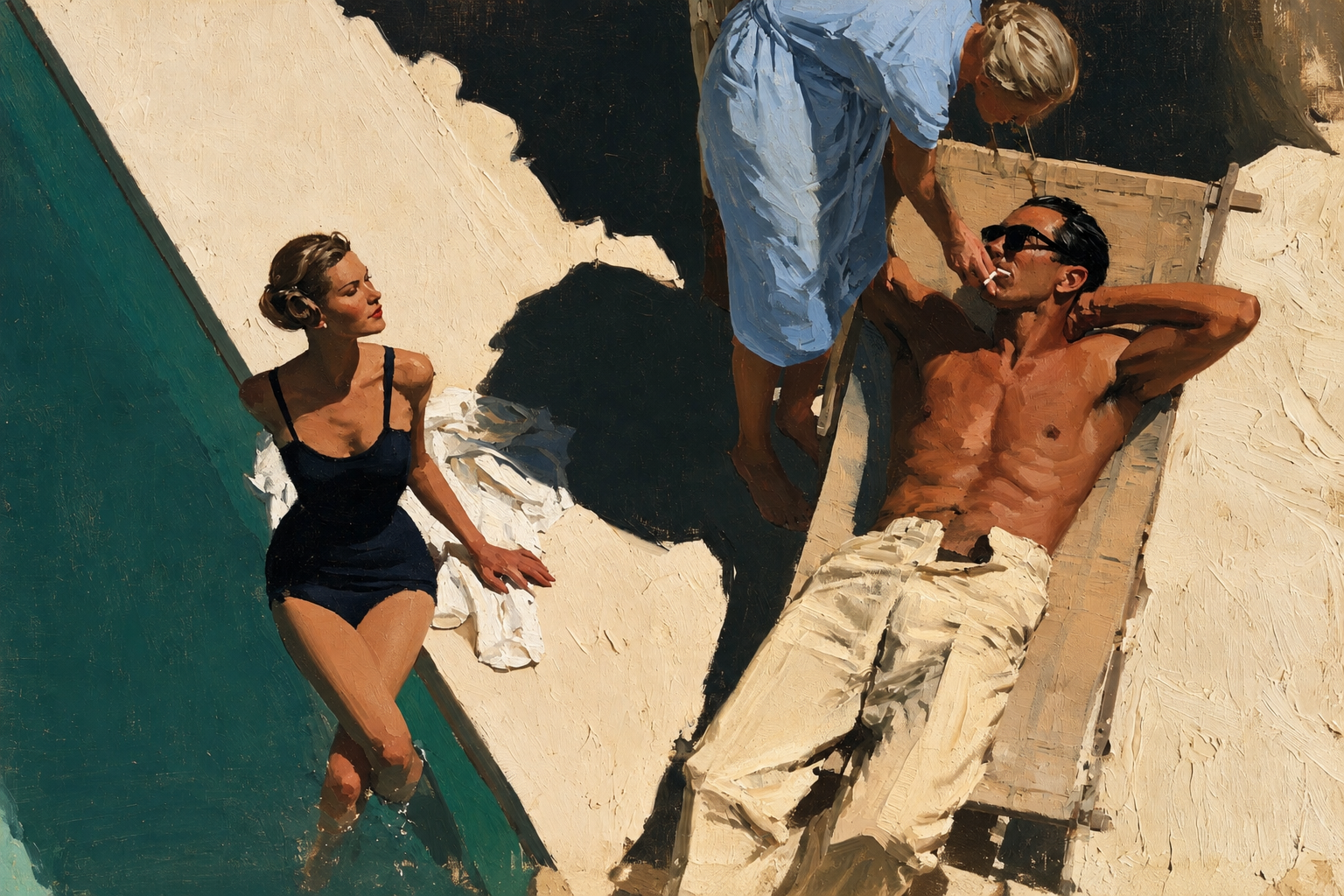 L'Après-midi — figurative painting, Italy summer 1957